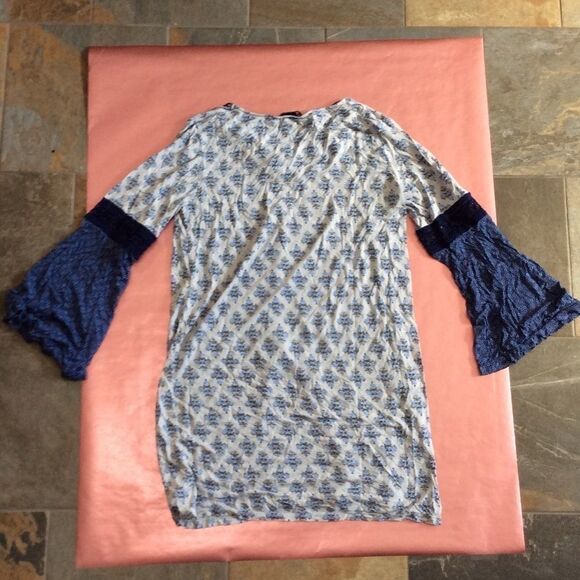 BOHO/Hippie Blue Patterned Dress - Picture 9 of 12